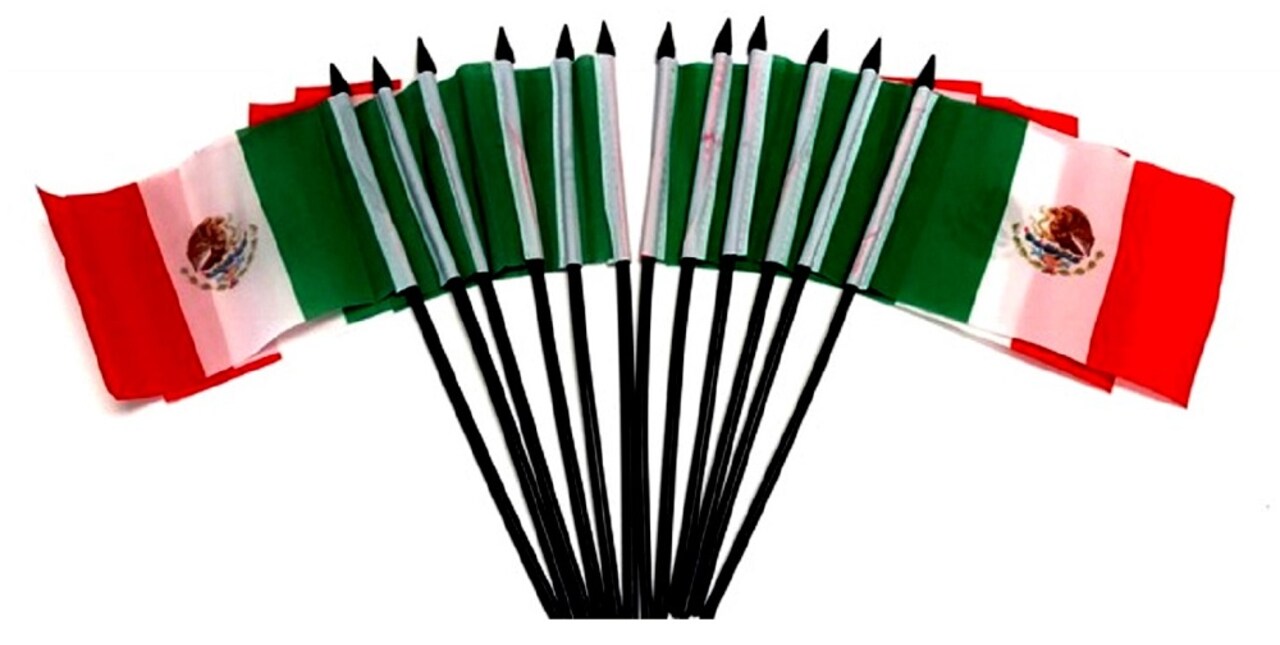 Pack of 12 Mexico Mini Flags – 4"x6" Polyester Desk & Hand Waving Set